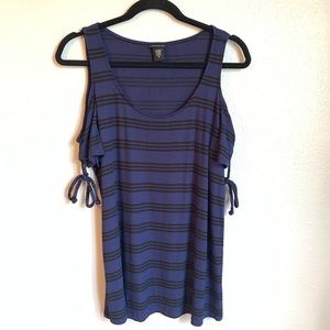 Torrid Blue & Black Stripped Cold Shoulder A19